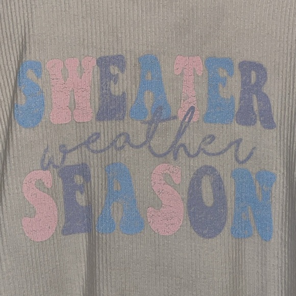 •PINK LILY•NWOT IVORY SWEATER WEATHER SEASON CORDED OVERSIZED GRAPHIC SIZE LARGE - Picture 10 of 10